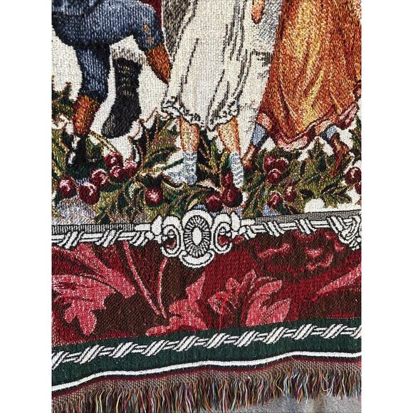 Hmk Woven Tapestry Throw Blanket Christmas Holiday Santa Victorian 42x50 Vintage - Picture 10 of 12